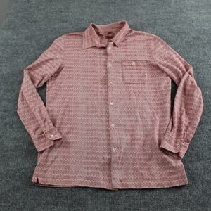 Missoni Shirt Mens Medium Zigzag Button Front Red White Long Sleeve Cotton